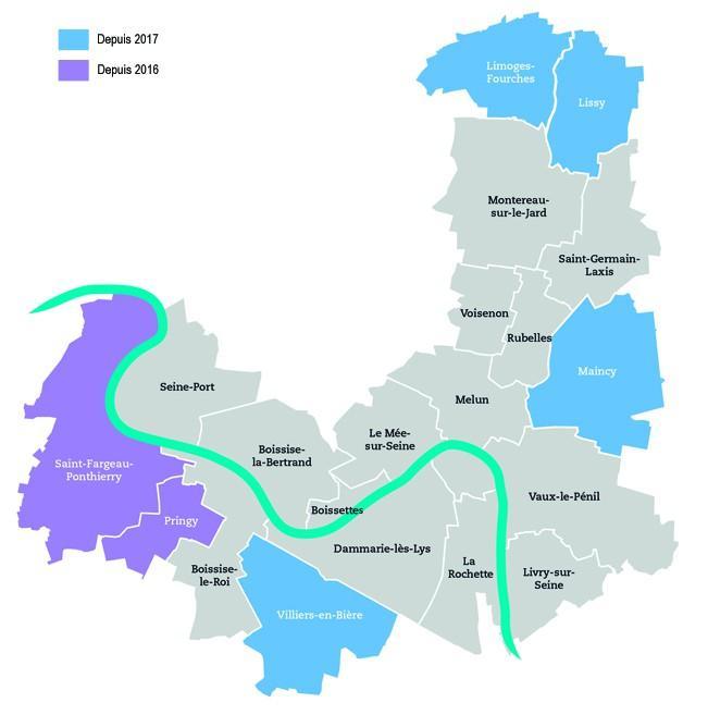 Carte de la Communauté d'Agglomération Melun Val de Seine